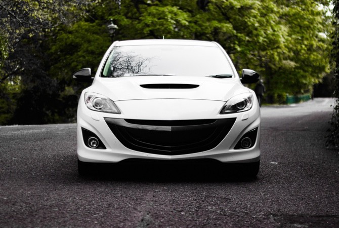 Front-View-Of-White-Car